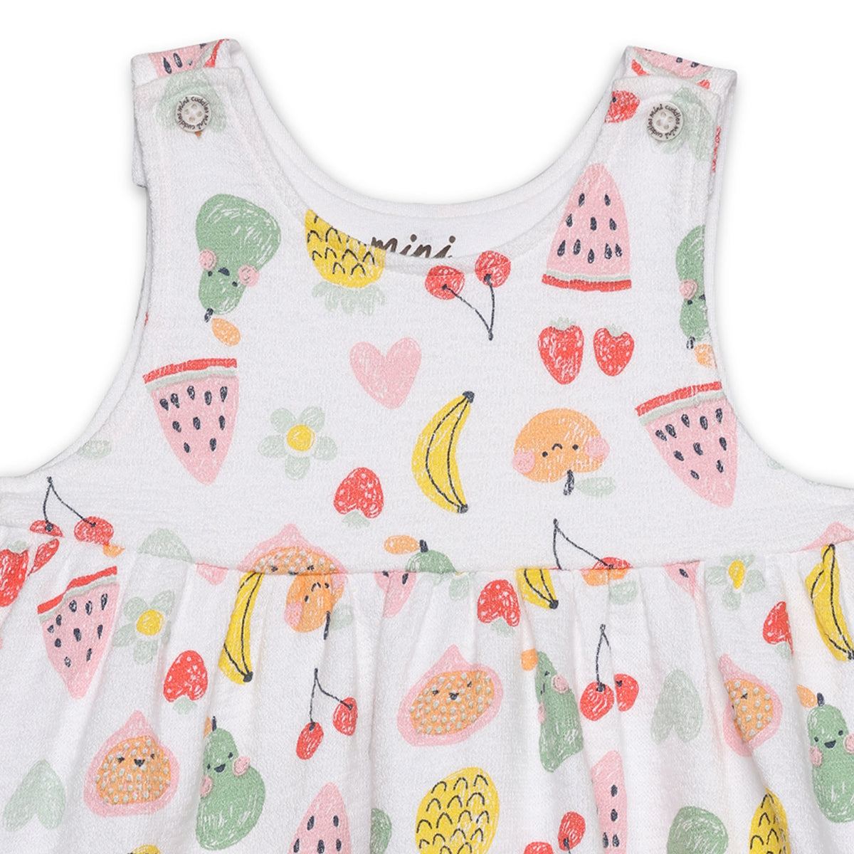 Baby Girls All-Over Fruit Print Pinny Set, Multicolour