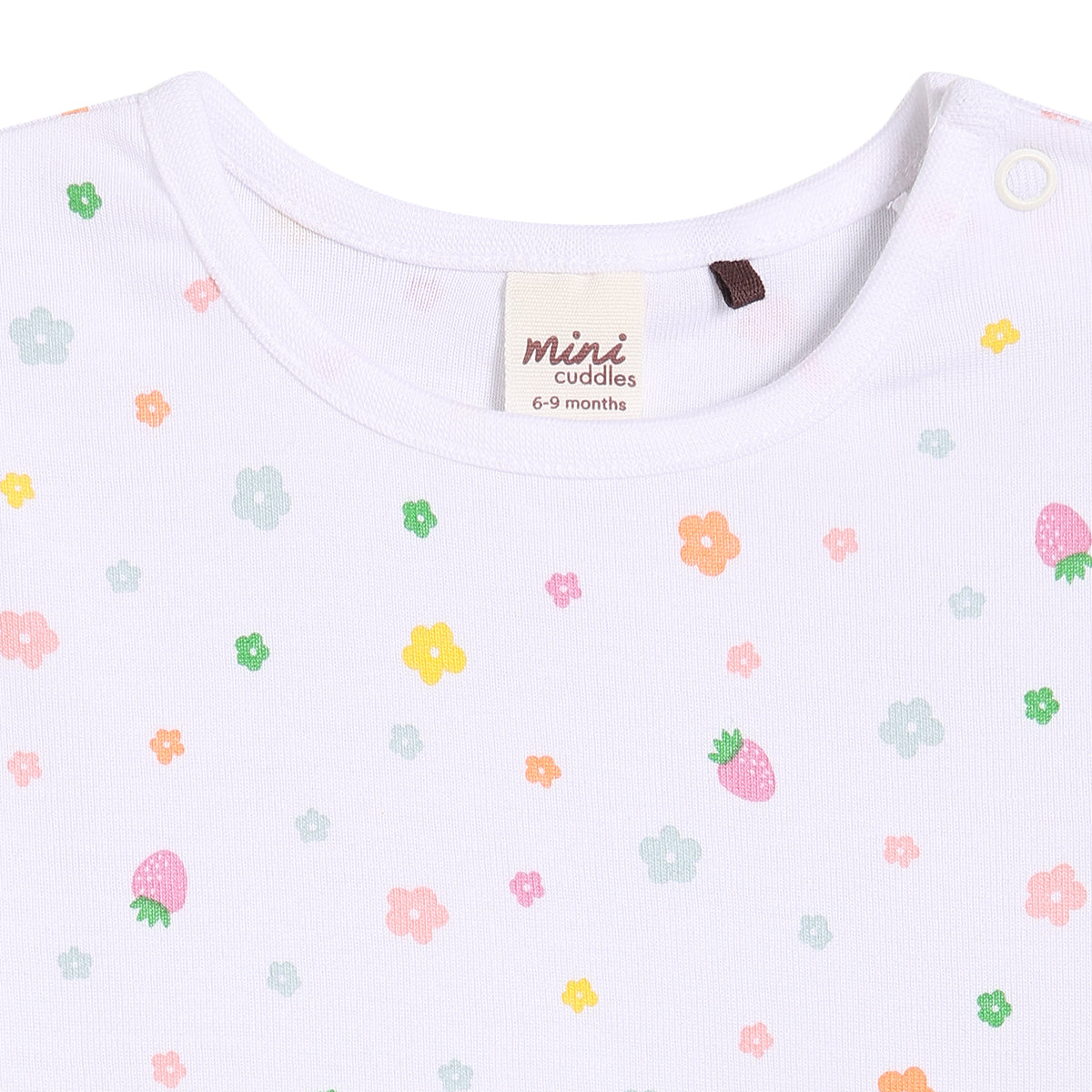 Baby Girls Strawberry Print Pinny Set with T-shirt, Pink and White