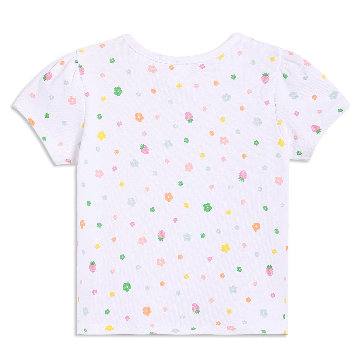 Baby Girls Strawberry Print Pinny Set with T-shirt, Pink and White