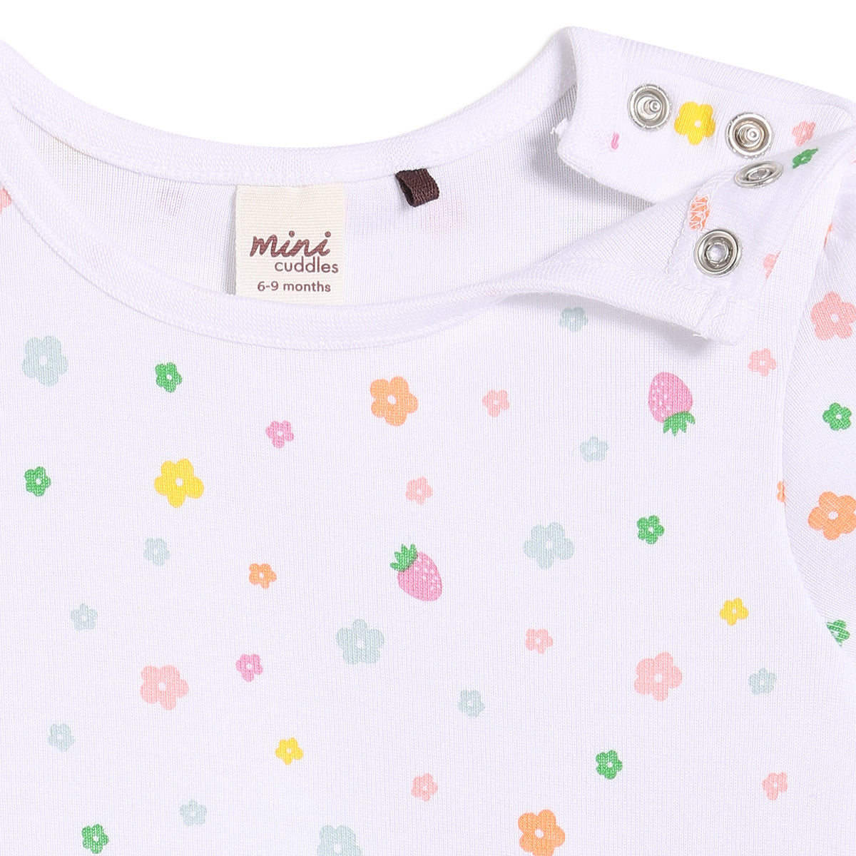 Baby Girls Strawberry Print Pinny Set with T-shirt, Pink and White