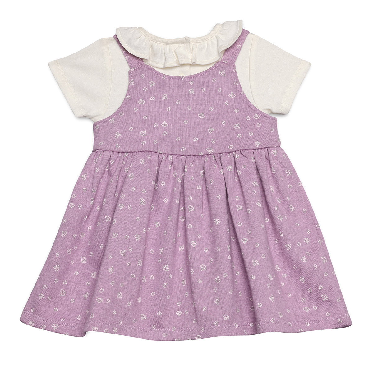 Baby Girls All-Over Print Pinny Set, Lilac