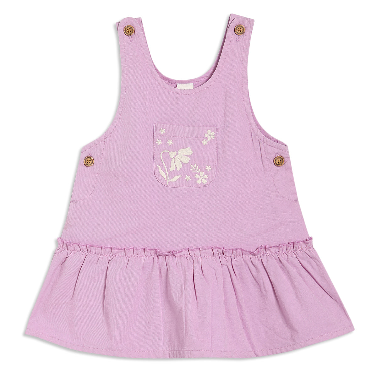 Baby Girls Floral Print T-Shirt and Solid Pinafore Pinny Pack of 2, Pink and Lilac
