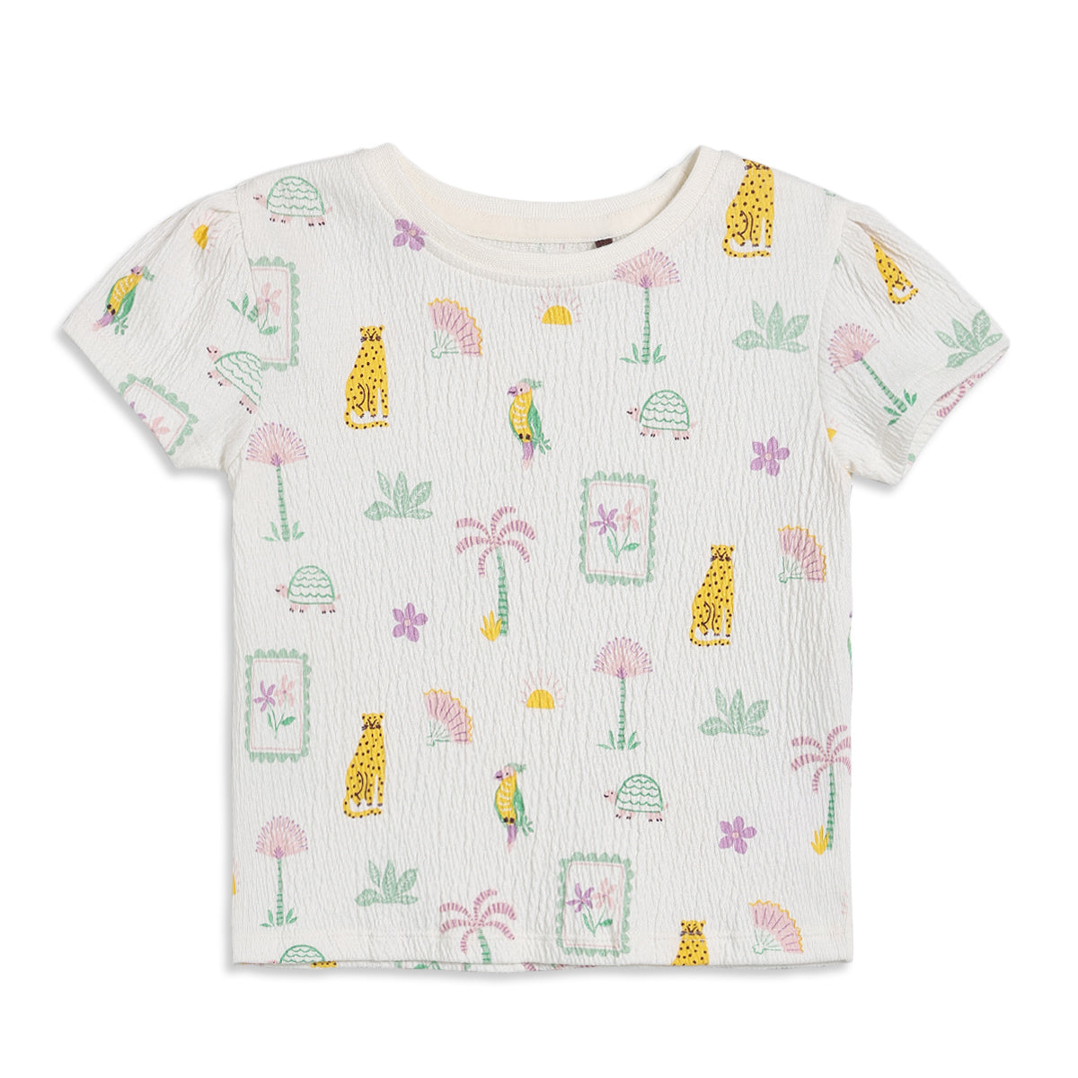 Baby Girls Printed Top with Solid Pinafore Pinny Set, Mint Green