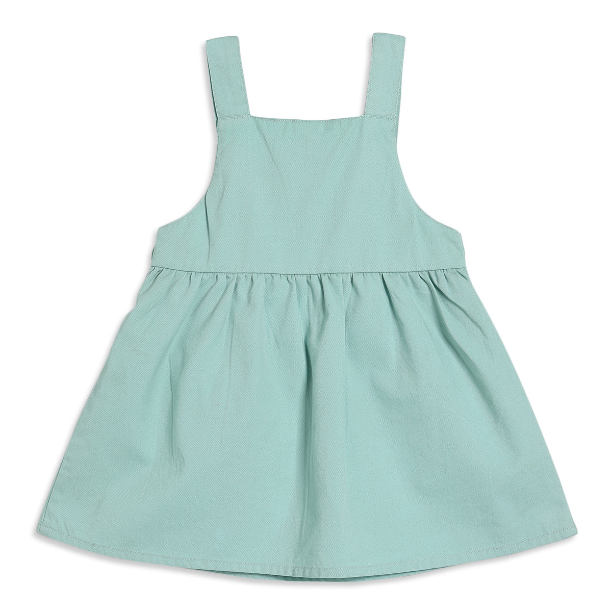 Baby Girls Printed Top with Solid Pinafore Pinny Set, Mint Green