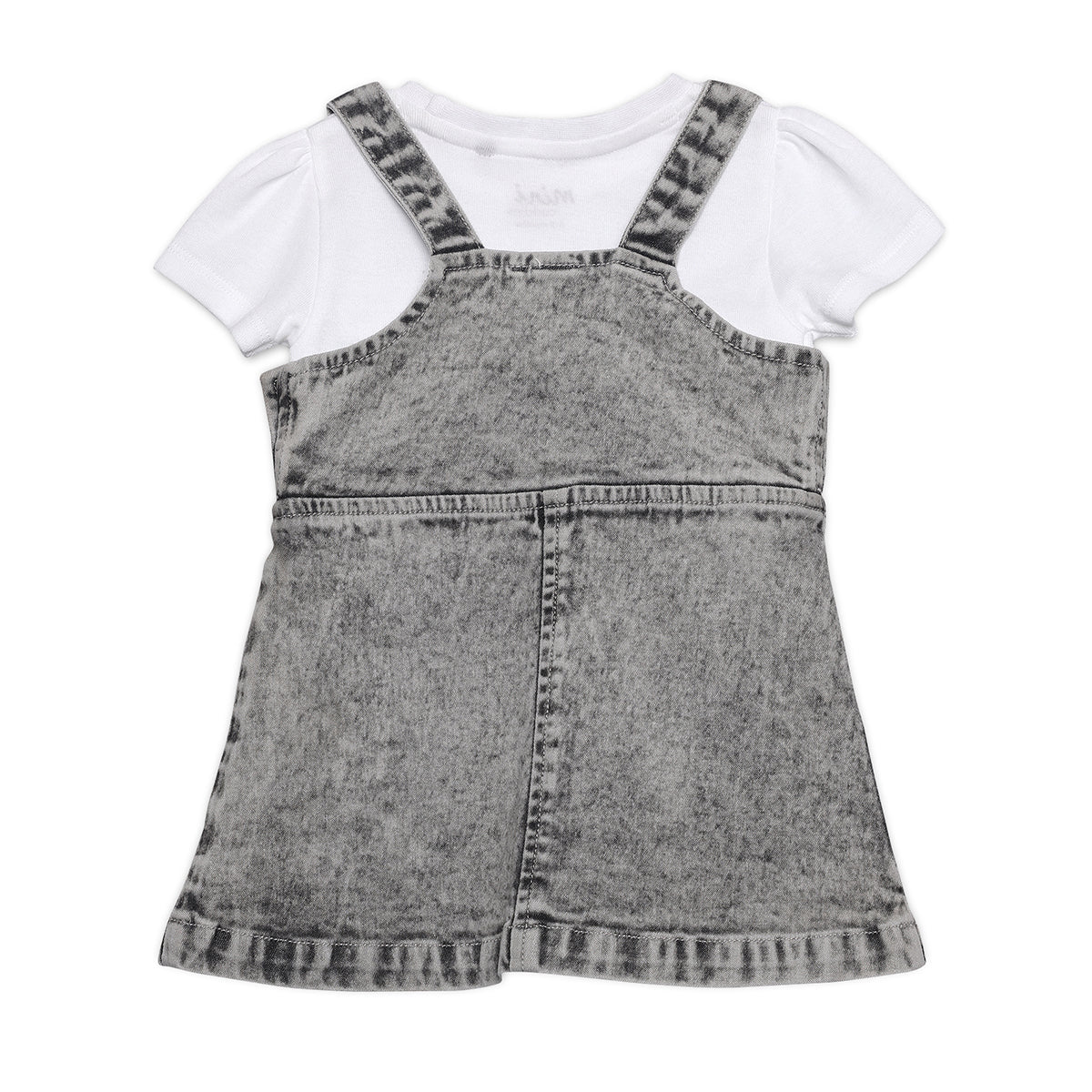 Baby Girls Daisy Embroidered Denim Pinny Set, Black