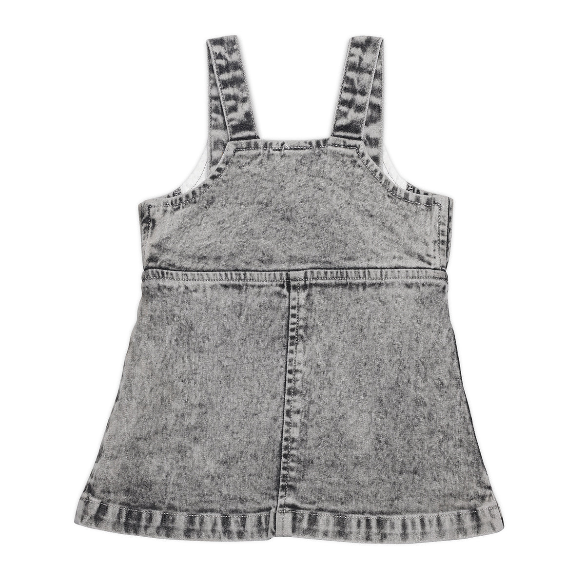 Baby Girls Daisy Embroidered Denim Pinny Set, Black