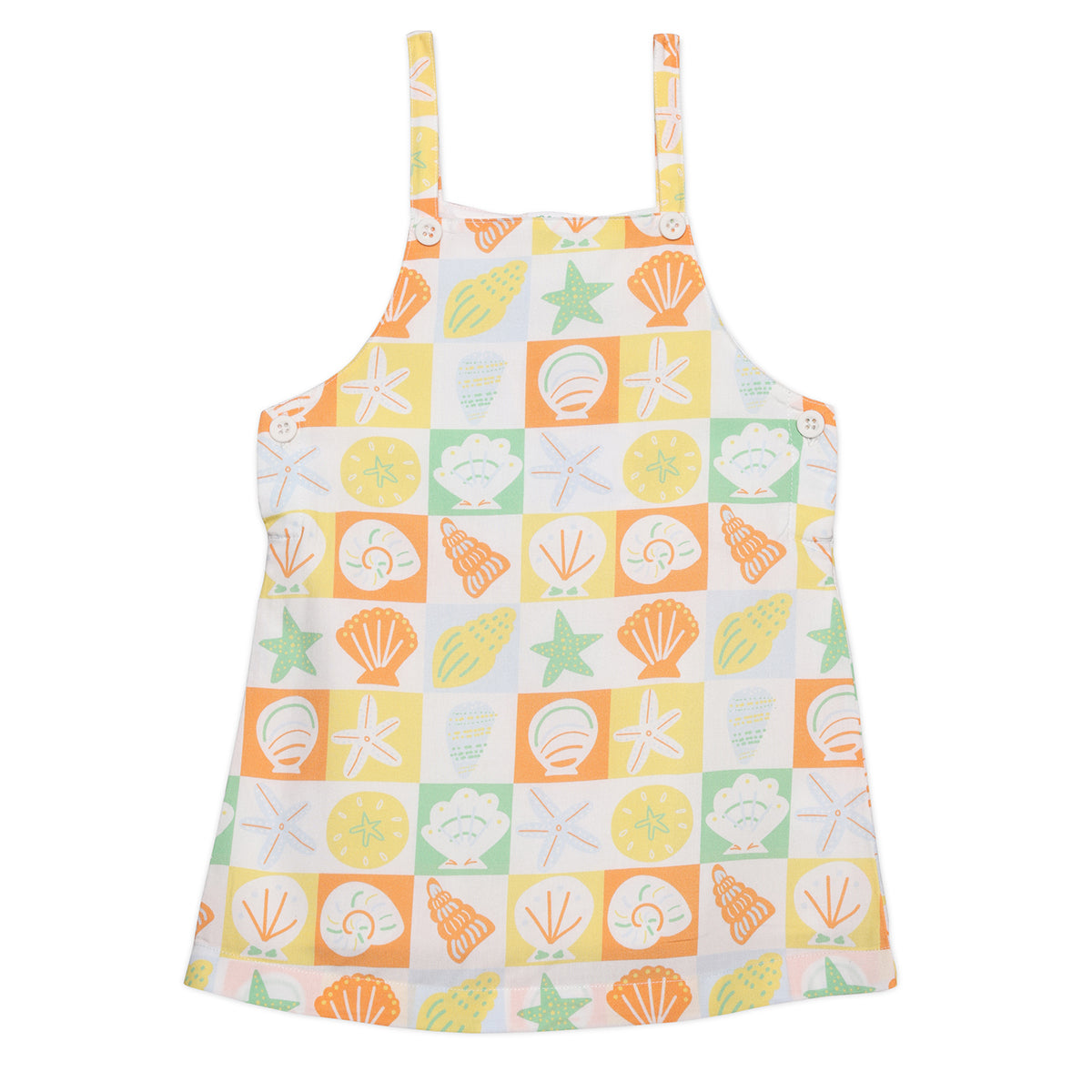 Baby Girls All Over Print Dungaree Dress Set, Multi Colour