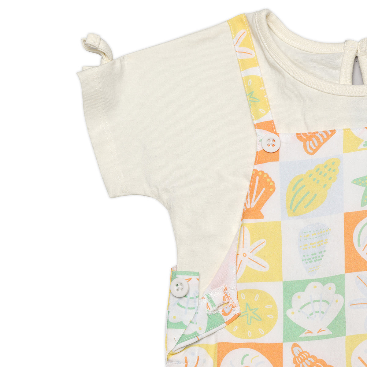 Baby Girls All Over Print Dungaree Dress Set, Multi Colour