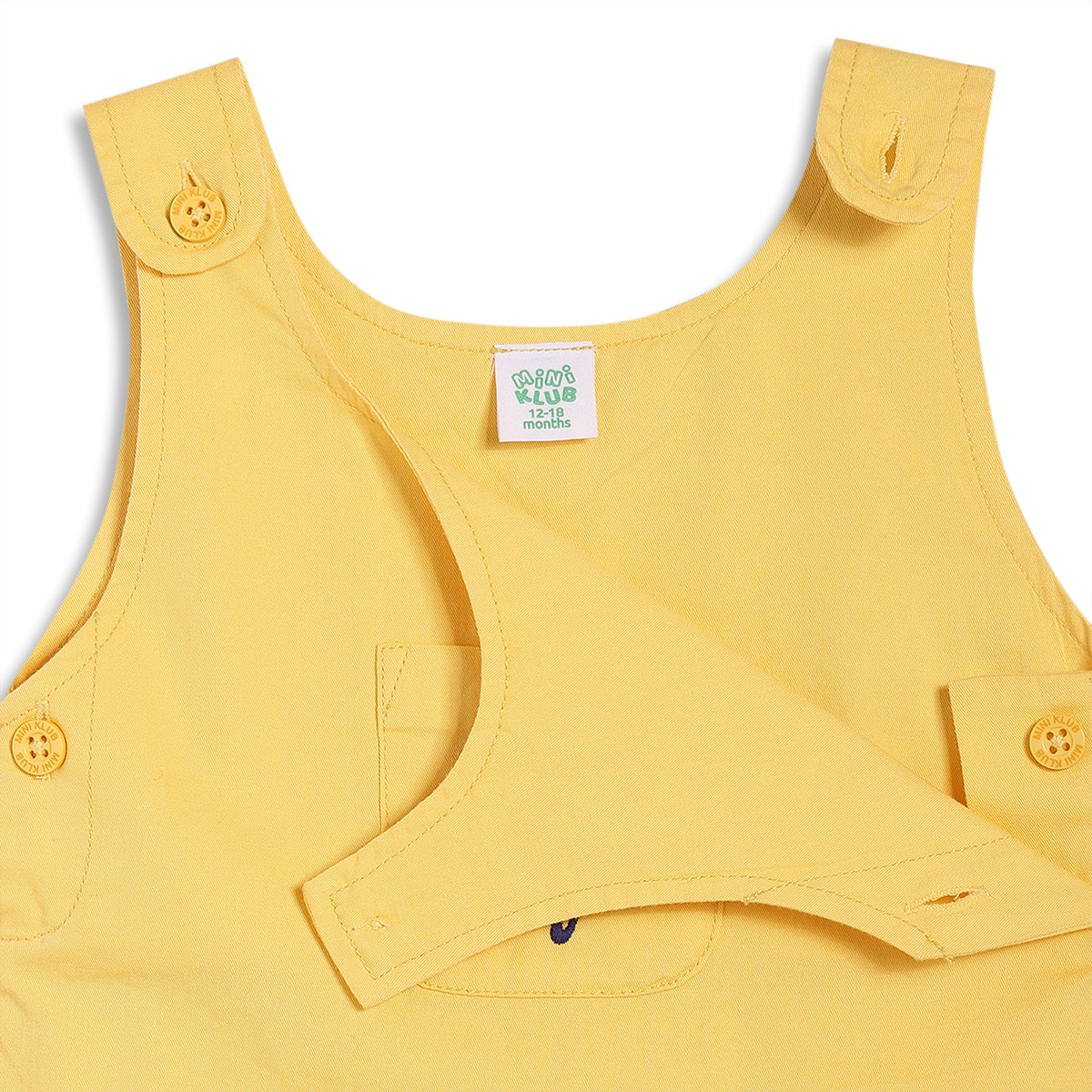 Baby Girls Embroidered Pinafore Set with Top, Yellow and Cream