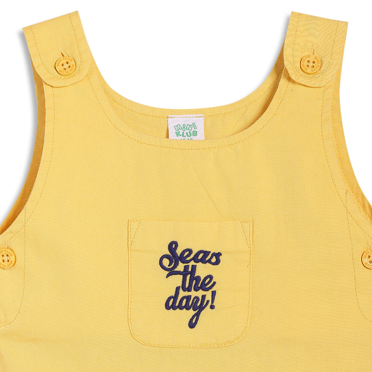 Baby Girls Embroidered Pinafore Set with Top, Yellow and Cream