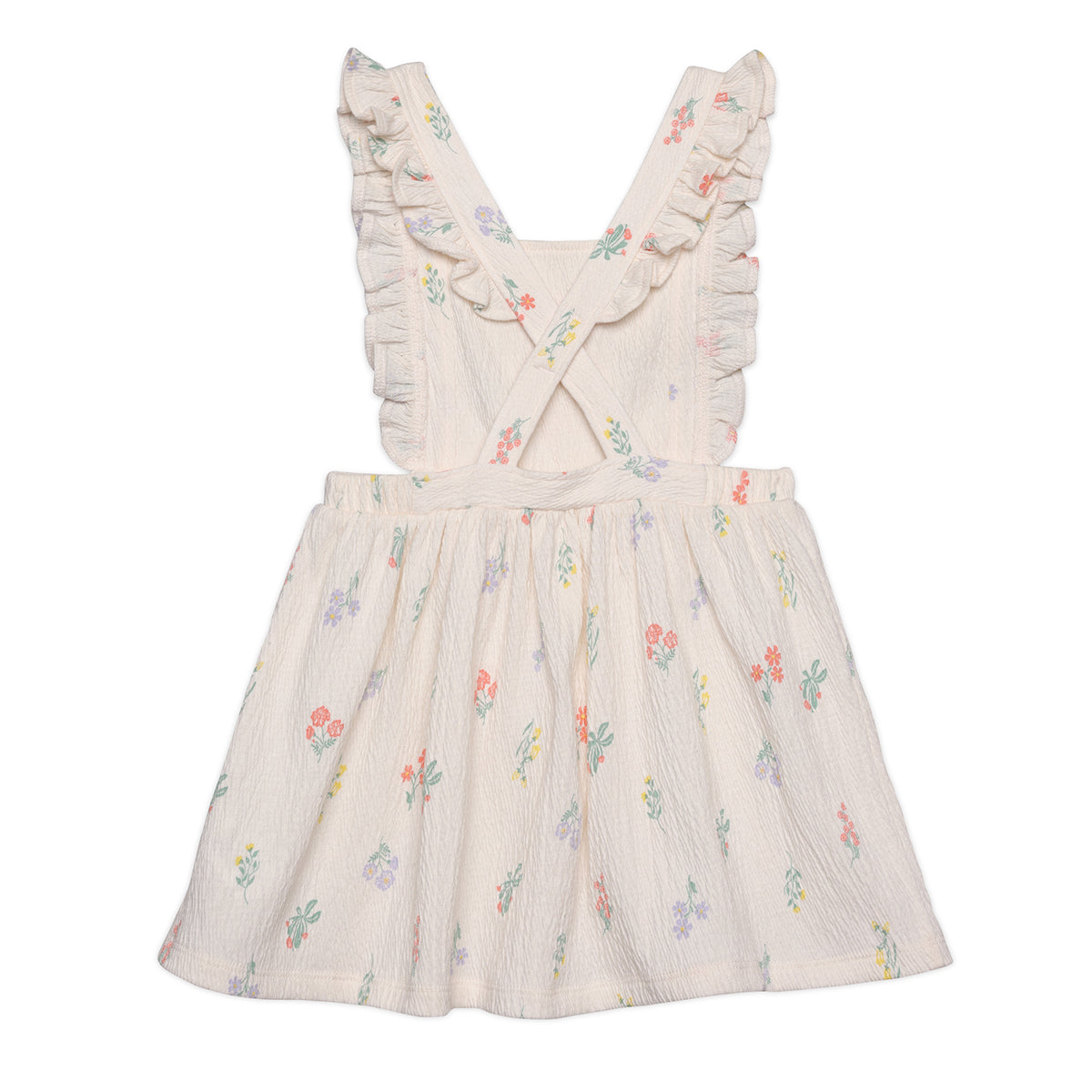 Baby Girls Animal Printed Pinny Set, Peach and Cream
