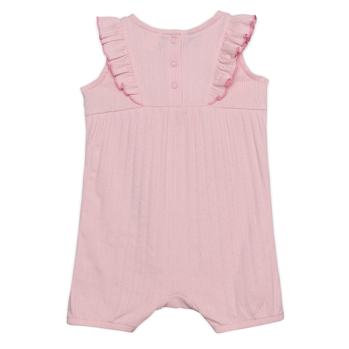 Baby Girls Embroidered Ruffle Rib Romper, Pink