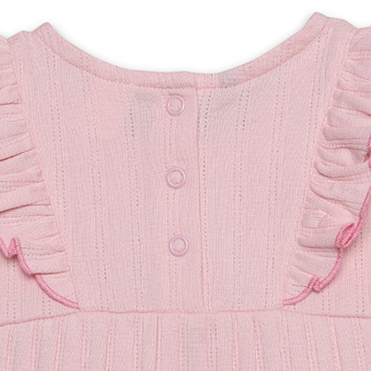 Baby Girls Embroidered Ruffle Rib Romper, Pink