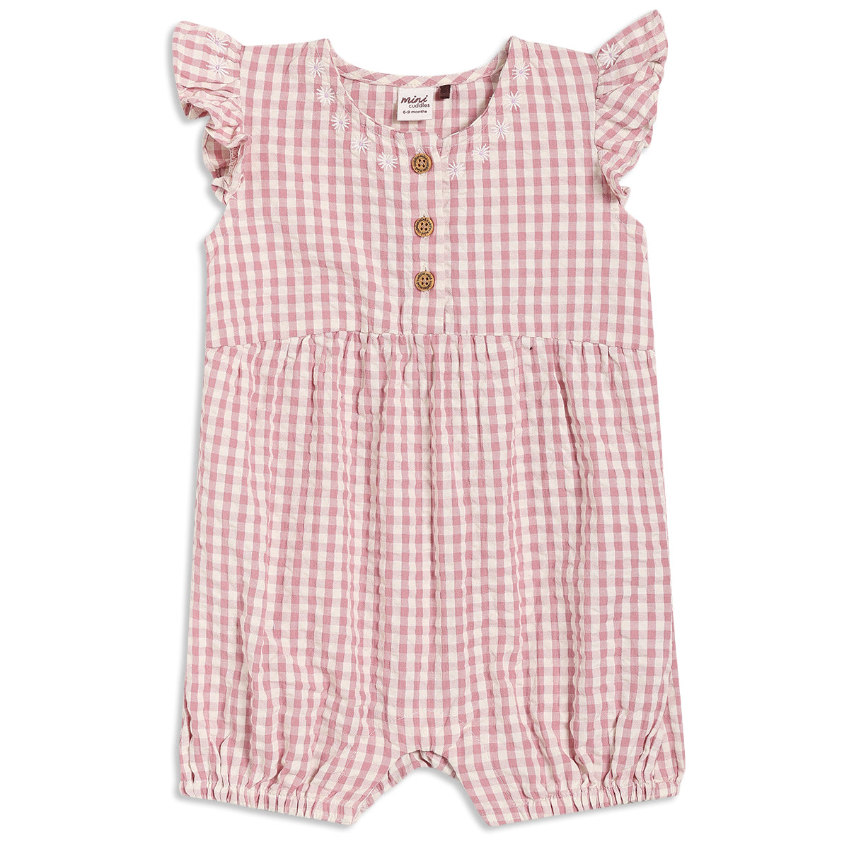 Baby Girls Gingham Check Romper, Pink