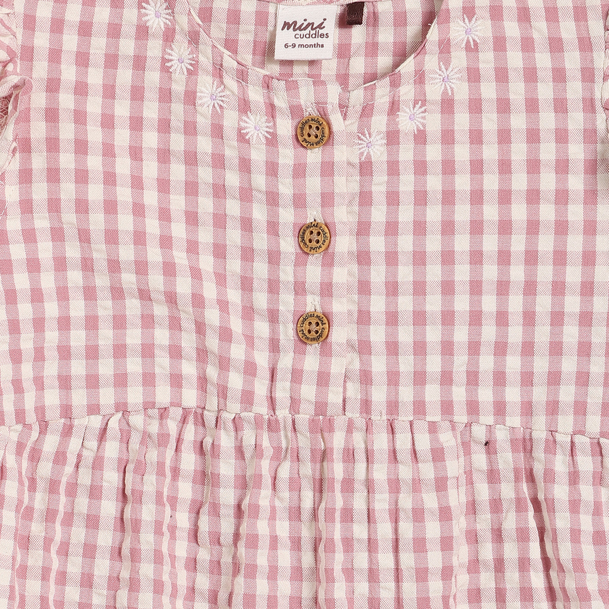 Baby Girls Gingham Check Romper, Pink
