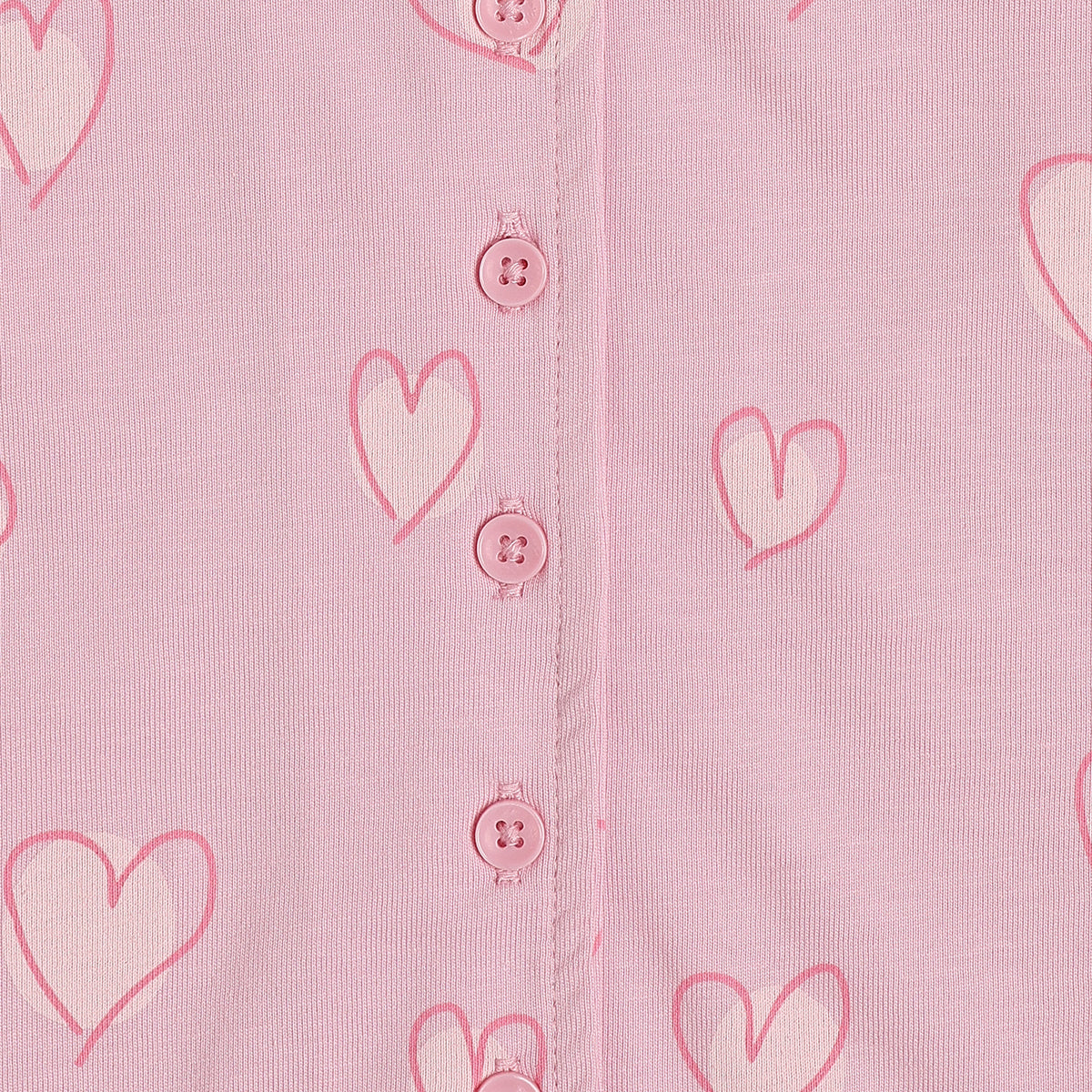 Baby Girls Heart Print Night Suit Set, Pink