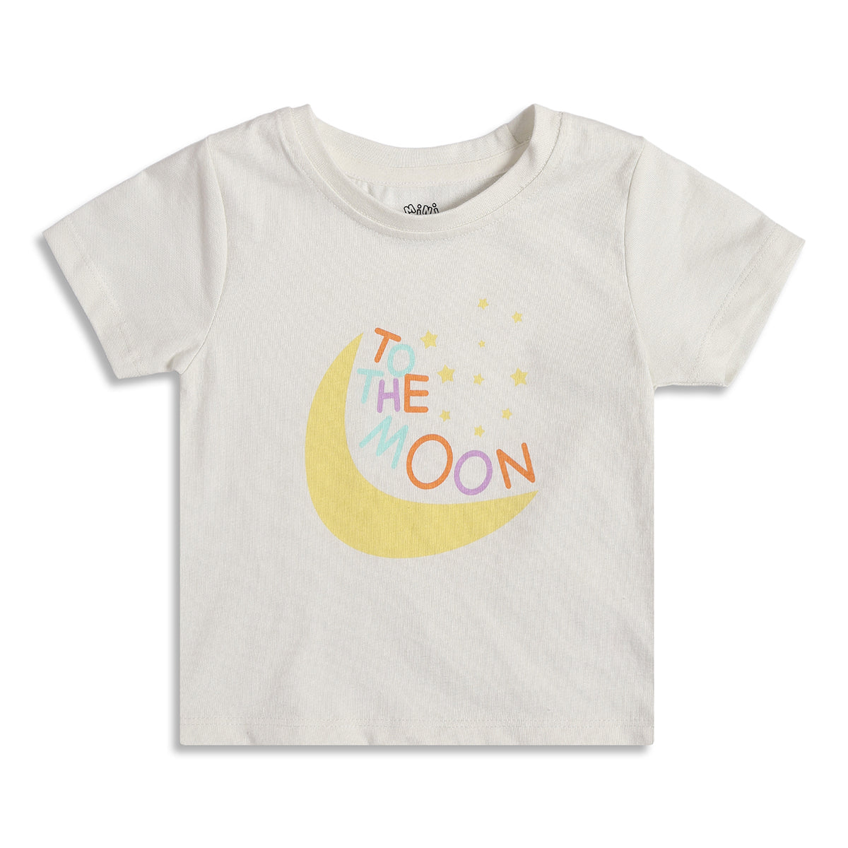 Baby Girls Moon Print Top & Shorts Night Suit Set, Off White & Peach