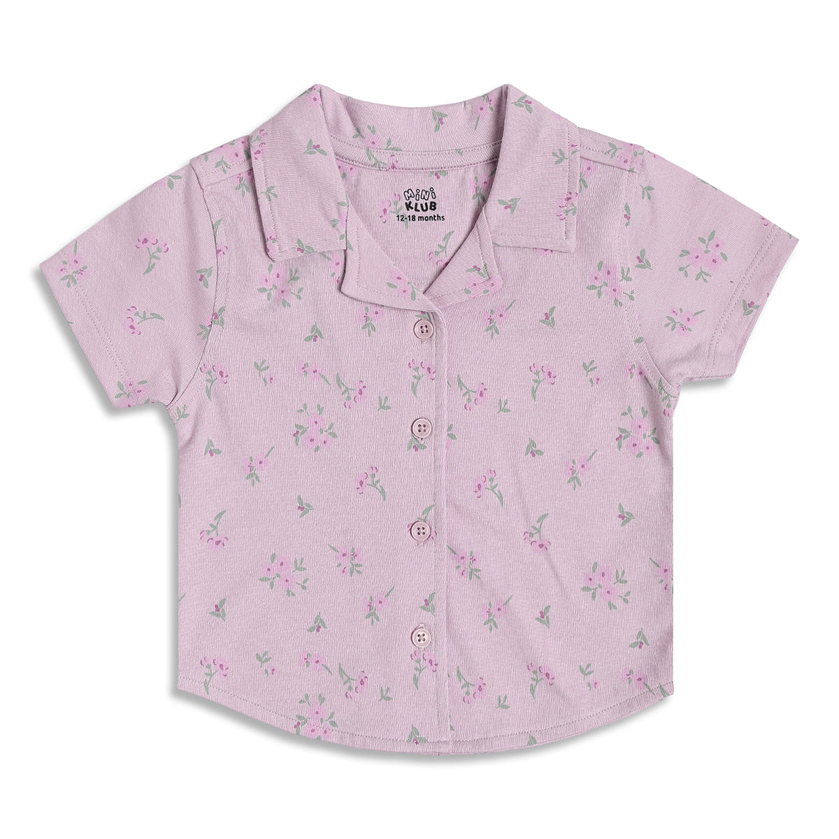 Baby Girls Floral Print Shirt & Shorts Night Suit Set, Pink