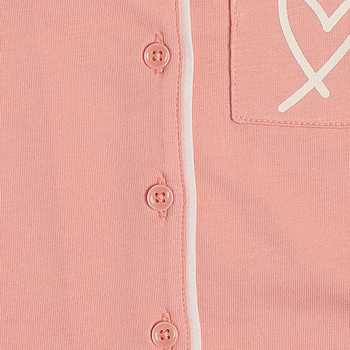 Baby Girls Solid Shirt & Shorts Night Suit Set with Collar Neck, Peach
