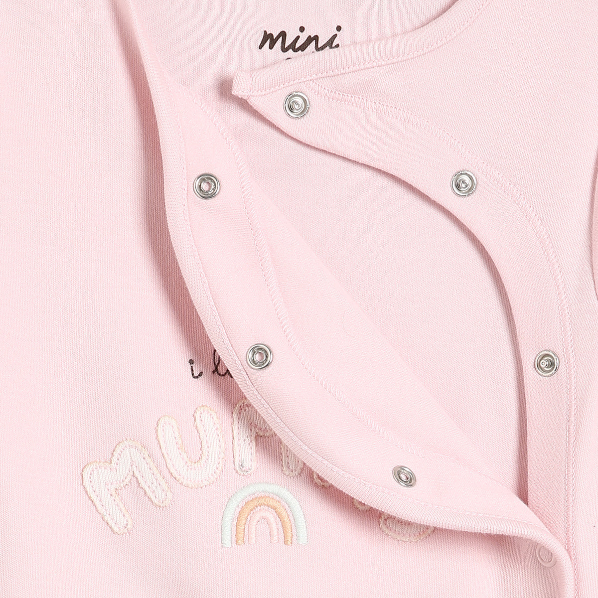 Baby Girls Typography Print Sleepsuit, Pink