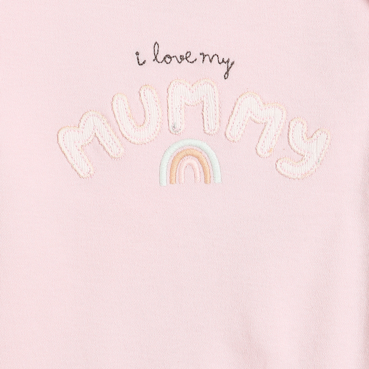 Baby Girls Typography Print Sleepsuit, Pink