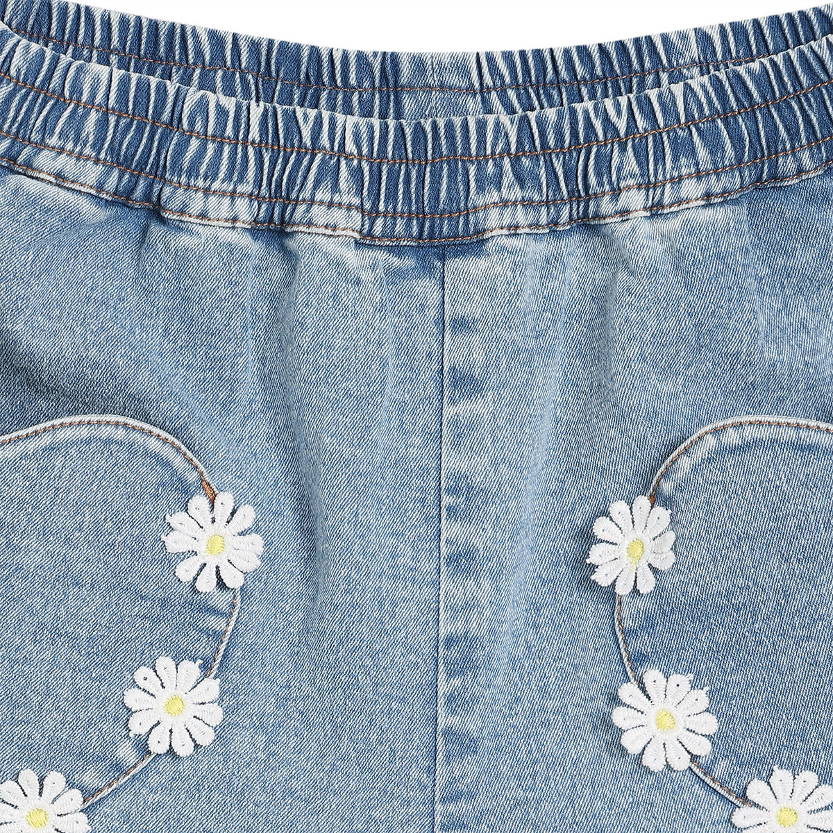Baby Girls Embroidered Denim Shorts, Blue