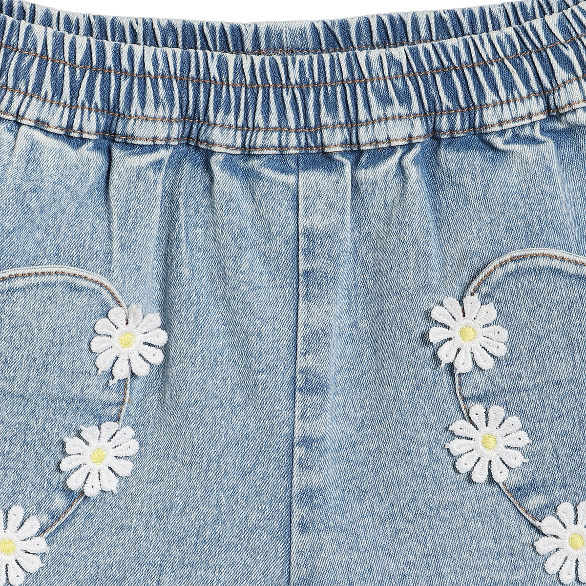 Baby Girls Embroidered Denim Shorts, Blue