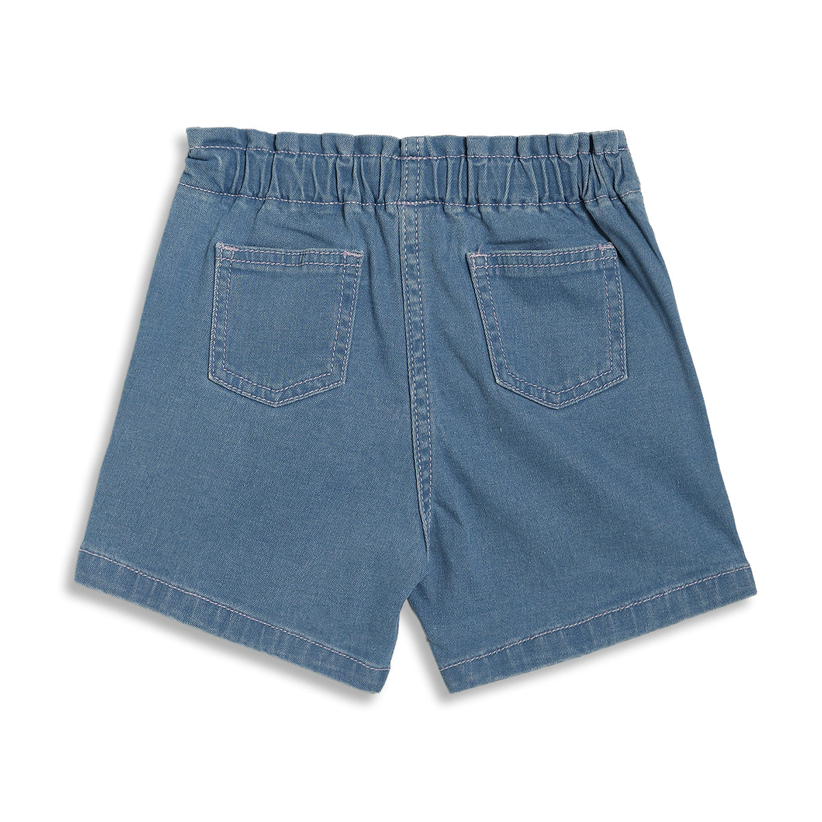 Baby Girls Floral Embroidered Denim Shorts, Blue