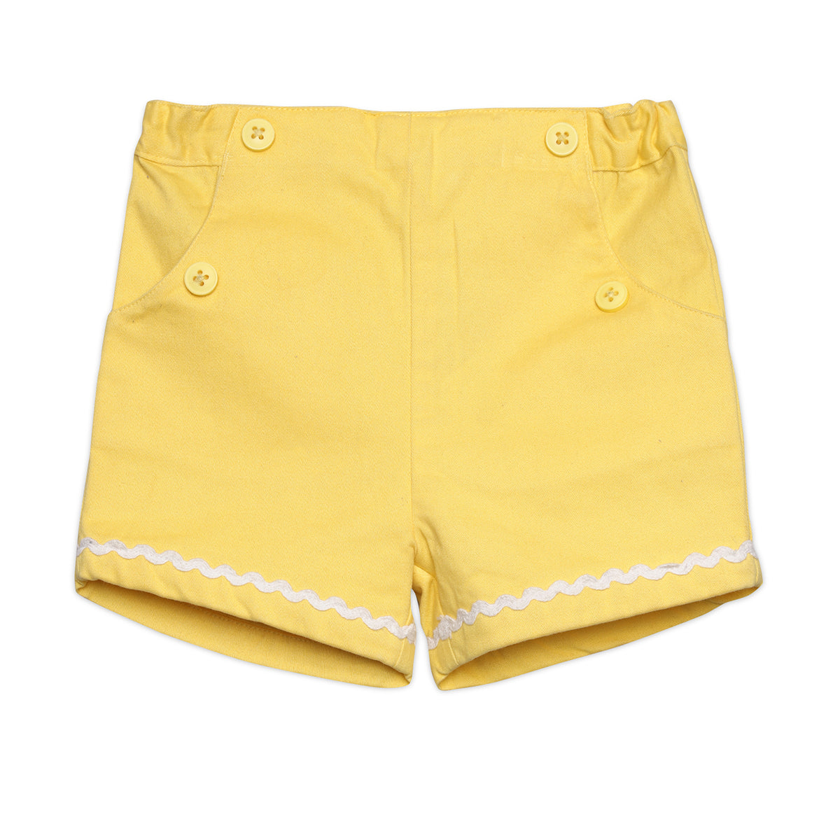 Baby Girls Solid Woven Shorts, Yellow