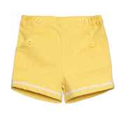 Baby Girls Solid Woven Shorts, Yellow