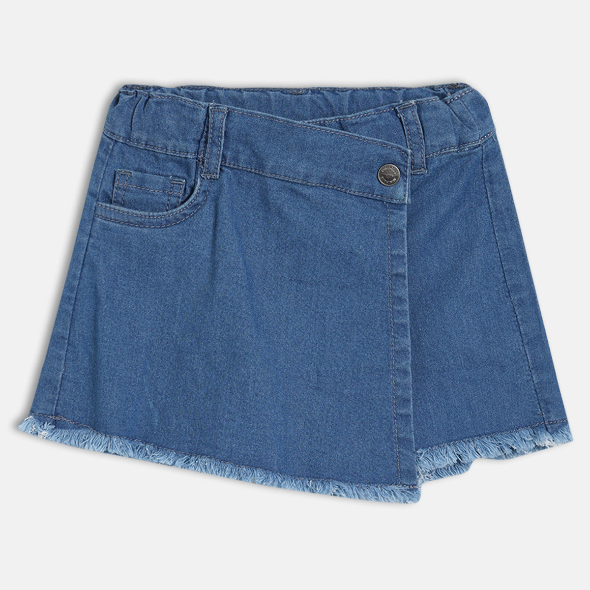 Baby Girls Solid Denim Shorts, Blue