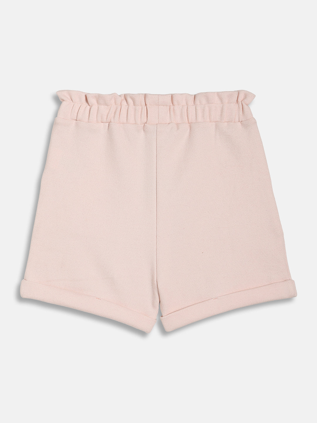 Baby Girls Solid Shorts with Embroidered Pocket Detail, Peach