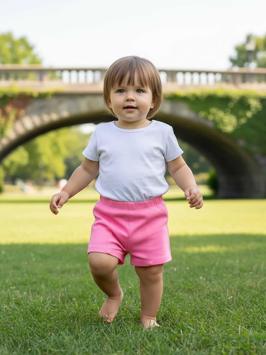 Baby Girls Solid Knit Shorts, Pink
