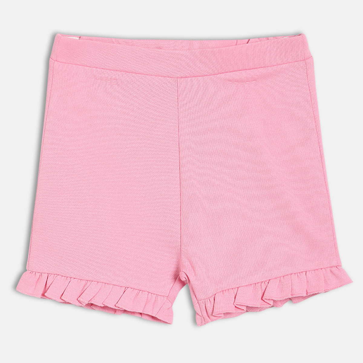 Baby Girls Solid Knit Shorts With Ruffle Hem, Pink