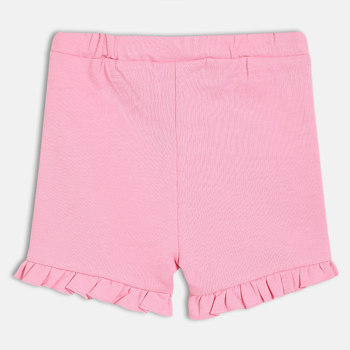 Baby Girls Solid Knit Shorts With Ruffle Hem, Pink