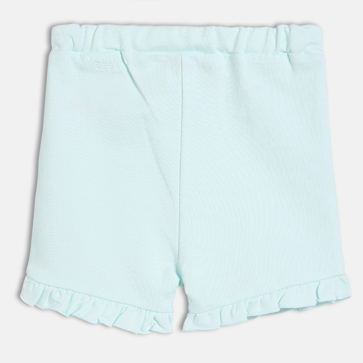 Baby Girls Solid Knit Shorts with Ruffled Hem, Light Blue
