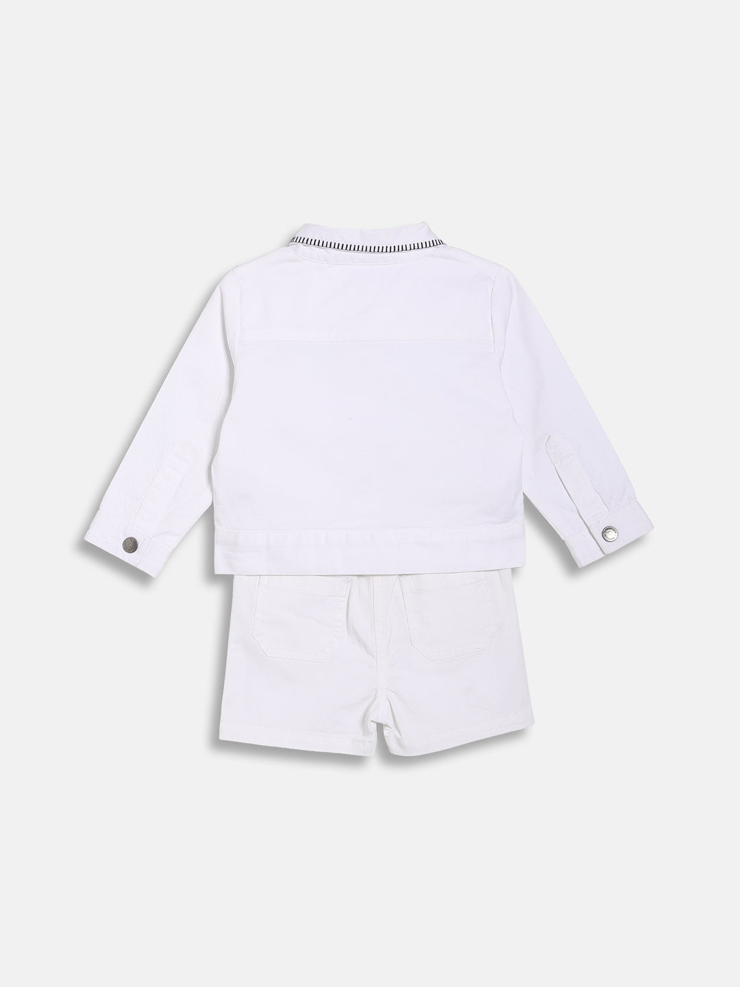 Baby Boys Top and Shorts Set with Contrast Stitch Detailing, White