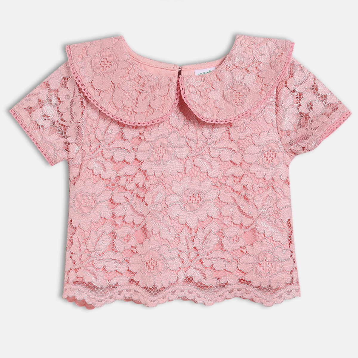 Baby Girls Floral Lace Top and Shorts Set, Pink
