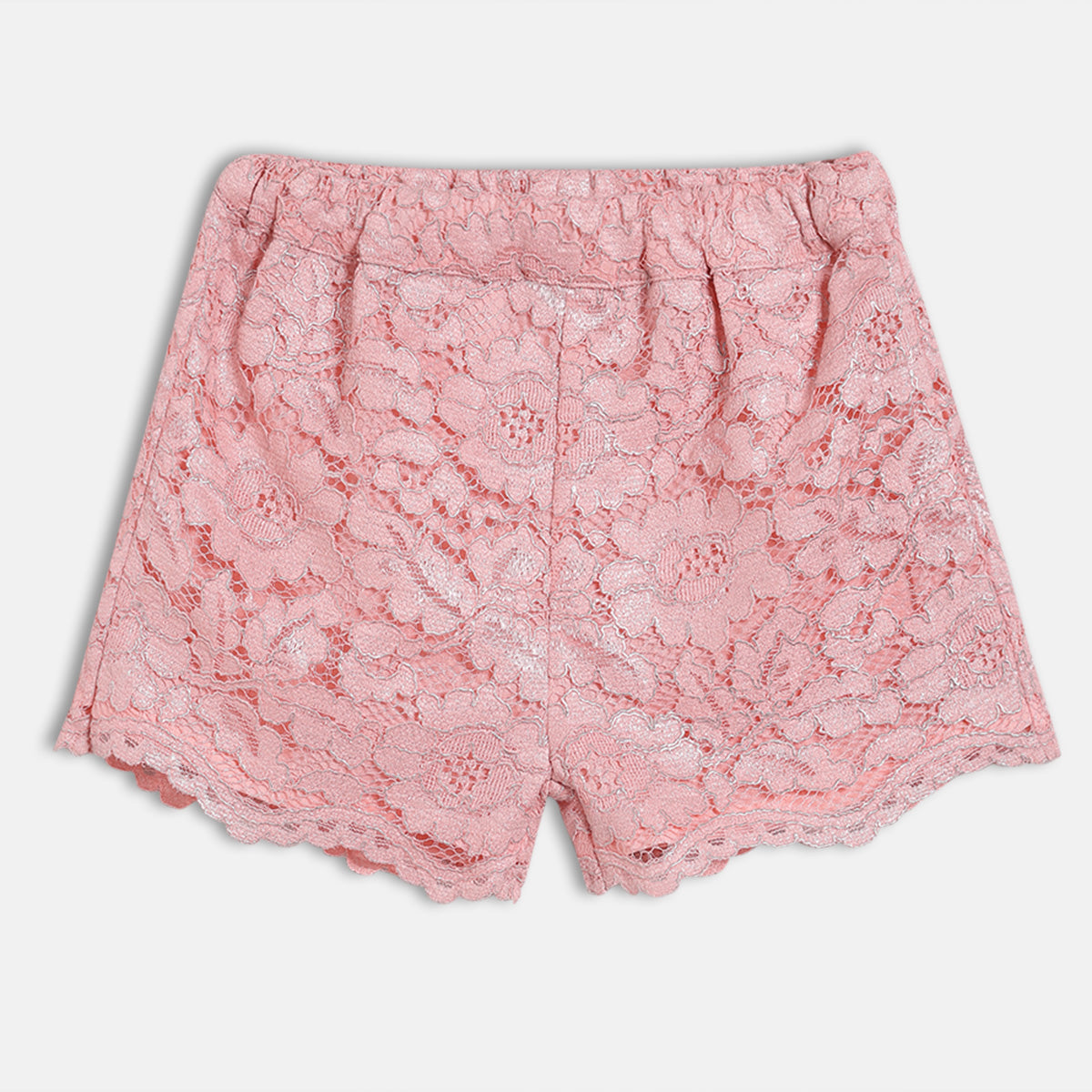 Baby Girls Floral Lace Top and Shorts Set, Pink