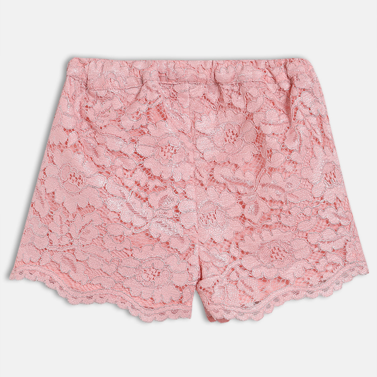 Baby Girls Floral Lace Top and Shorts Set, Pink