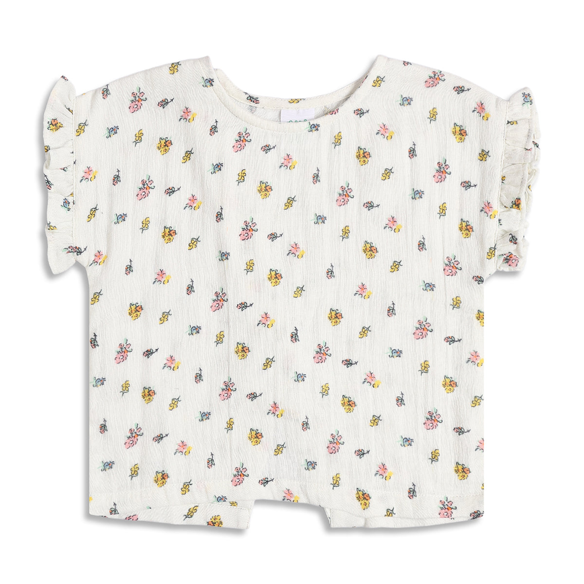 Baby Girls Off White and Peach Cotton Top and Shorts Set Regular Fit Casual Kids Set