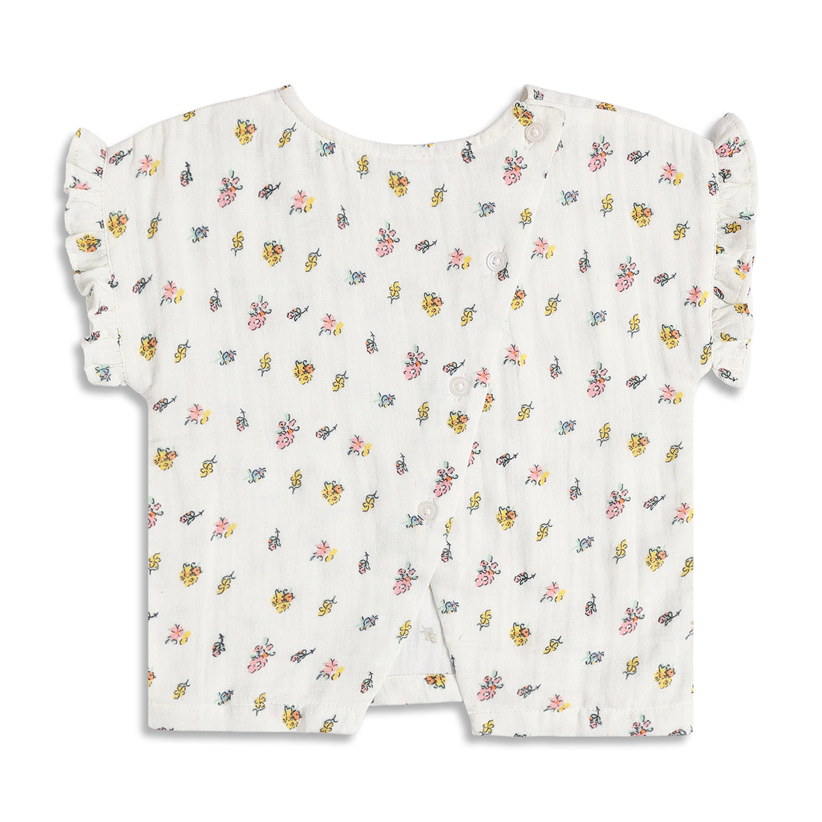 Baby Girls Off White and Peach Cotton Top and Shorts Set Regular Fit Casual Kids Set