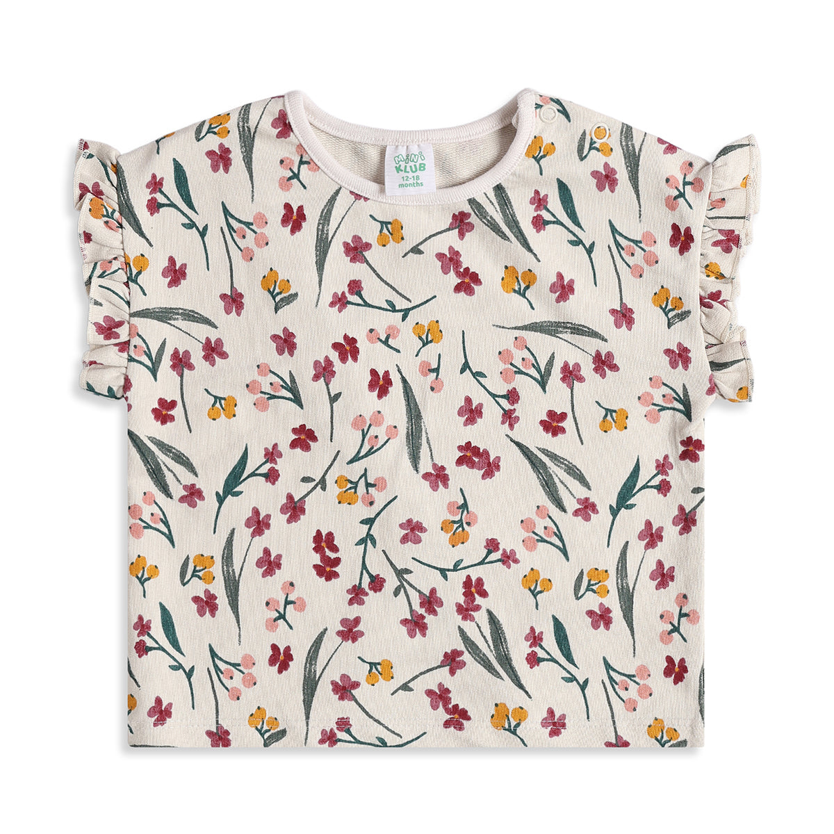 Baby Girls Floral Printed Top & Ribbed Shorts Clothing Set Regular Fit Casual Kids Co-ord Set