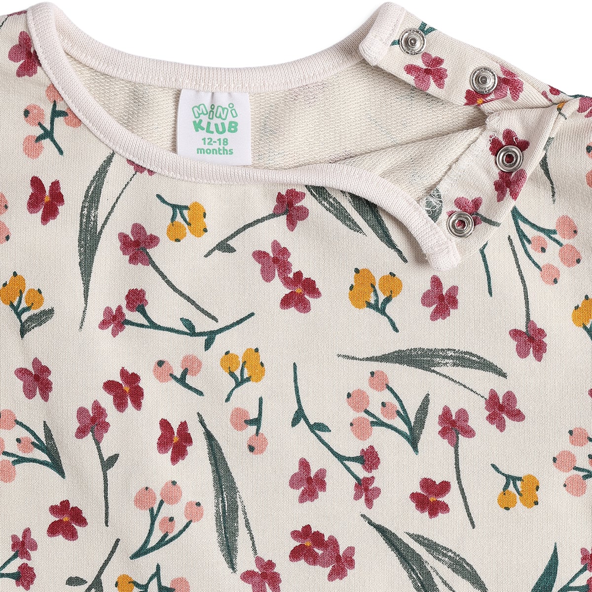 Baby Girls Floral Printed Top & Ribbed Shorts Clothing Set Regular Fit Casual Kids Co-ord Set