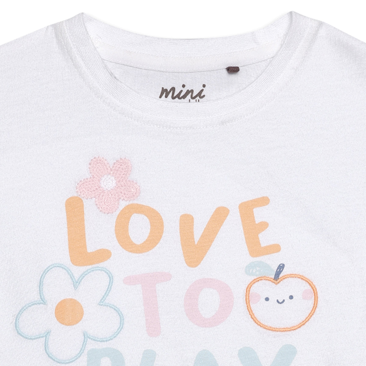 Baby Girls Love to Play Printed T-Shirt and Striped Pants Set, Multicolour