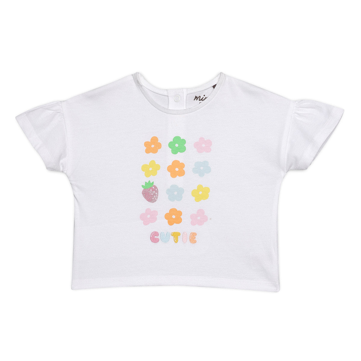 Baby Girls Cutie Flower Print T-Shirt and Skirt Set, Pink