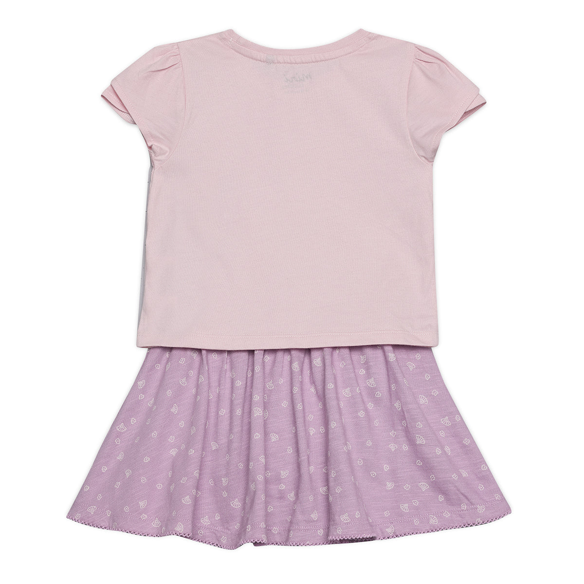 Baby Girls Parrot Print T-Shirt and Printed Skirt Set, Lilac