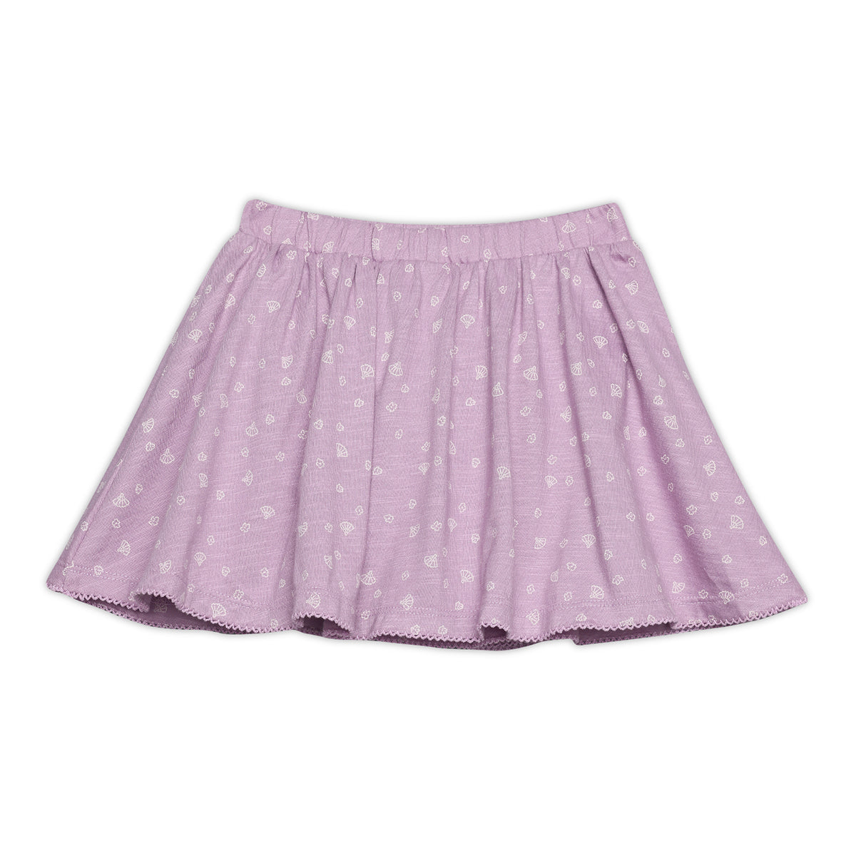 Baby Girls Parrot Print T-Shirt and Printed Skirt Set, Lilac