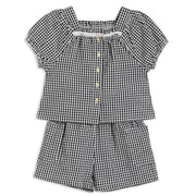 Baby Girls Gingham Top & Shorts Set, Black & White