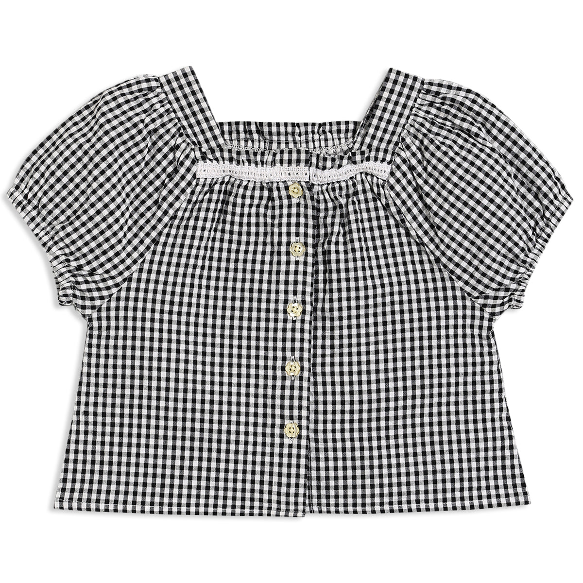 Baby Girls Gingham Top & Shorts Set, Black & White